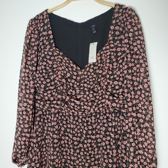 NWT River Island floral ruched bust mini dress in pink - Picture 8 of 10